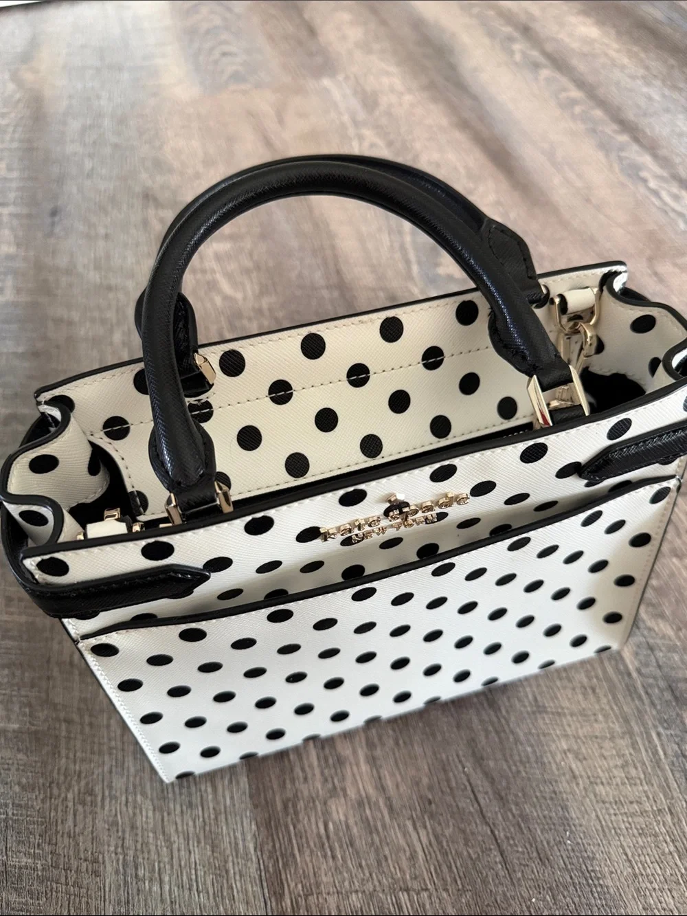 kate spade Black Polka Dot Cream Tote - Picture 2 of 5
